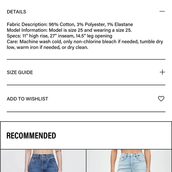 RE/DONE 70s Stovepipe High Rise Denim, size 29 - Picture 6 of 6